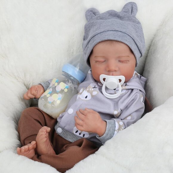 🆕18nch Soft Cloth Body Newborn Baby Doll Poseable Limbs Closed Eyes Doll Boy - Picture 6 of 10